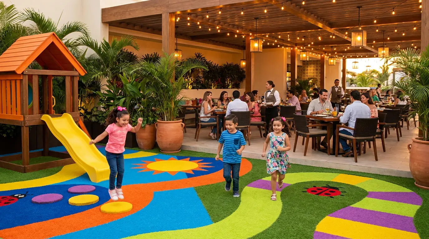 Pasto sintético azul PlayZone: dónde se usa y por qué es el color #1 en kínders
